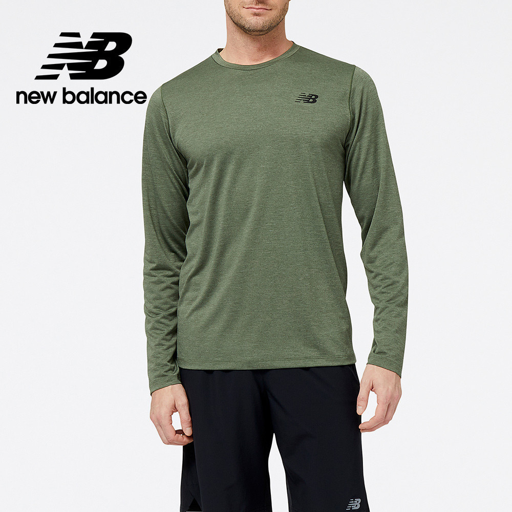 【New Balance】 NB 吸濕排汗長袖上衣_男性_綠色_MT31097DO1