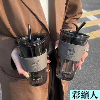 小鹿 玻璃杯 ins高顔值輕奢吸管杯 便攜學生女情侶大容量 杯子 咖啡杯 7IVGR16