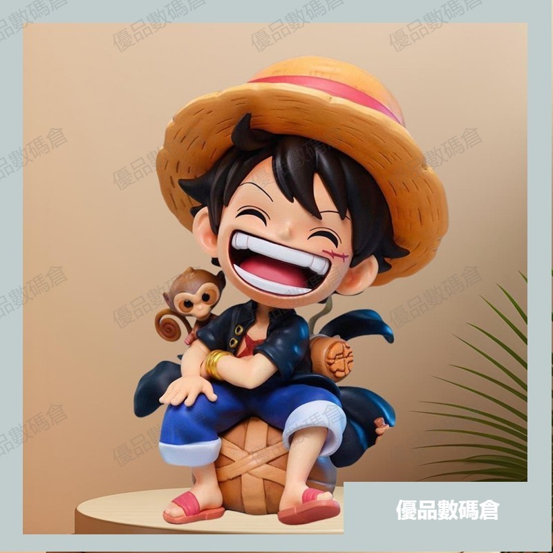【數碼倉】海賊王q版手辦路飛坐姿大笑路飛索隆潮玩GK手辦草帽路飛車載擺件