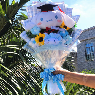 【新品玩偶花束】玉桂狗三麗鷗毛絨卡通公仔花束博士帽公仔畢業拍照禮物畢業禮物