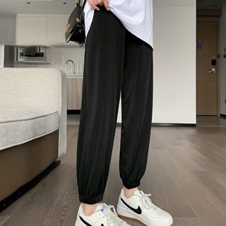 鹿小姐✨XL-6XL 大尺碼長褲 冰絲束腳運動褲女 特大碼夏季薄款休閑情侶哈倫褲 燈籠褲 冰絲長褲 韓國女裝🔥