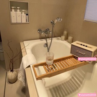✨臺灣有貨/免運✨竹製浴缸架木桶泡澡固定支架浴盆收納架防滑擱置闆簡易浴缸置物架