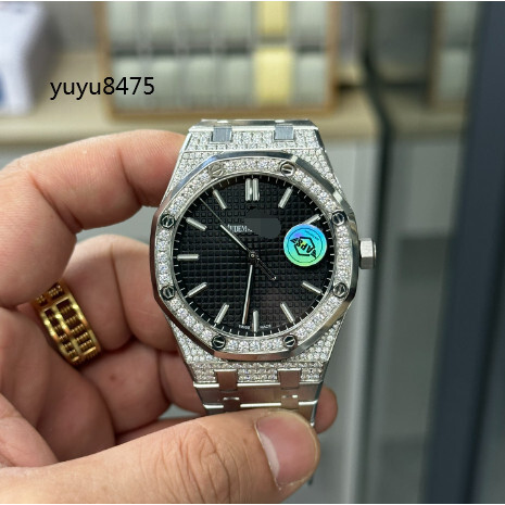 aps廠皇家橡樹15500滿鑽黑盤系列一體機芯實拍腕錶機械錶 防水手錶 手表 指針手錶 錶 防水錶 腕錶 指針錶 男錶