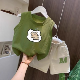 🧚‍♂臺灣出貨✨熱賣  短袖套裝 兒童套裝 兒童衣服 潮童運動小背心T恤+短褲童裝夏兒童中小童可愛卡通洋氣套頭韓版 SY