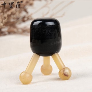 免運💯天然牛角三角按摩器 蝸牛頭部舒壓 按摩 美容刮痧板子牛角 面部臉部經絡按摩 便攜三角牛角