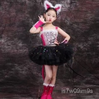 ✨臺灣出貨✨兒童演出 服愛跳舞的小怪獸女舞蹈 亮片兒童幼稚園 幼兒蓬蓬紗裙動物服裝 R5OC