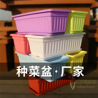 陽臺 戶外 種菜 種花【超大花盆】 陽臺種菜盆 家用種植箱大號長方形菜盆 園藝創意樹脂塑膠花盆廠家