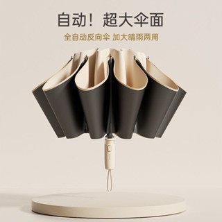 【桃園出貨】左都全自動反向遮陽傘女黑膠防曬防回彈三折加大耐用雨傘晴雨兩用 折疊傘 反向傘 晴雨傘 遮陽傘 超大傘