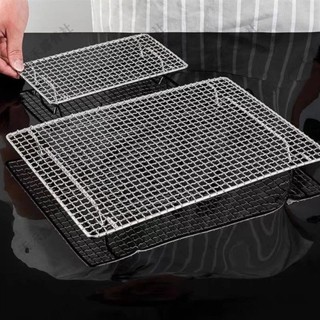 限時特賣 304不鏽鋼燒烤網 長方形帶腳瀝水瀝油架 烘焙晾曬網 戶外燒烤網架