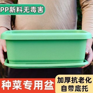 🛒實用好物🏠加厚種菜盆陽臺長方形塑料盆家庭蔬菜種植盆種菜專用大號耐用花盆花盆 盆栽 塑膠花盆 仿水泥盆 盆栽容器 水