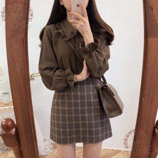 🎀壹伴女裝店🎀韓版新款合身顯瘦打底衫上衣長袖襯衫女 宮廷風襯衫女木耳邊白色喇叭袖上衣百搭翻領打底衫