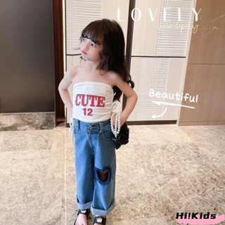【潮流個性】2025夏裝新款洋氣背心上衣女童夏季抹胸字母個性女童吊帶打底衫ss
