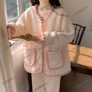 ✨ 限時殺價✨珊瑚絨睡衣🎀 珊瑚絨睡衣女春秋冬季加厚保暖可愛法蘭絨家居服公主風套裝網紅 加絨睡衣套裝 冬季睡衣 居家服