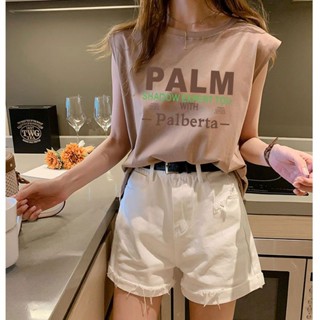 大碼上衣夏季新款字母無袖t恤女寬松胖mm大碼背心打底時尚運動內搭上衣潮 無袖上衣