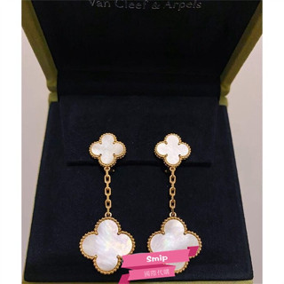 現貨+免運 Vаn Сlееf & ARPELS 黃K金珍珠母貝鑽石耳環 真品現貨