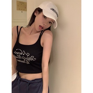 純欲風辣妹字母印花吊帶背心女夏季內搭打底美背修身顯瘦外穿上衣