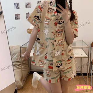 ☀全網低價☀爆款卡通睡衣女夏天蠟筆小新日系可愛學院宿舍寬鬆短袖家居服套裝居家服睡衣短袖短袖睡衣日系睡衣女睡衣可外穿睡衣女