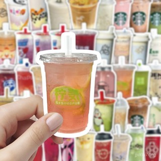 🟡臺灣出貨+統編🟡 60張奶茶異形高顔值美食ins風貼紙裝飾手賬素材手機筆記本行李箱