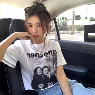 ✨隔日到店&嚴選品質✨美式複古字母人像印花短袖T恤女夏季ins時尚寬鬆短款小眾bm風上衣