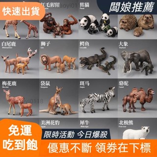 【桃園發貨】模擬動物玩具野生動物園模型 多款組合 獅子 老虎 大象 長頸鹿 鱷魚 兒童早教認知擺件套裝