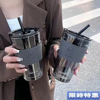 韓版韓風ins小鹿玻璃杯ins高顔值輕奢吸管杯便攜學生女情侶大容量杯子咖啡杯