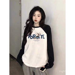 [君瑤夫人]純棉長袖T恤oversize字母印花寬鬆顯瘦ins風衣服設計感夏天衣服中性小眾長袖上衣【F】