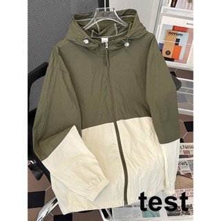 ★夜夜生活館★新品 輕薄透氣防曬風衣男女夏季薄款冰絲連帽夾克撞色拼接防曬服衝鋒衣CBV