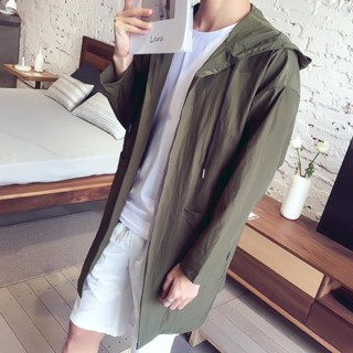夏季中長款防曬風衣男潮流韓版超薄款連帽防曬服帥氣寬鬆披風外套發發
