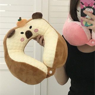 U型枕🎀 飛機枕 旅行枕 駝峰可愛冰絲u型枕卡皮巴拉記憶棉辦公室靠枕旅行必備午睡護頸枕 記憶棉頸枕 睡枕 護脖枕