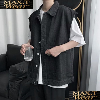 🔥限時低價🔥2025夏季港風潮流無袖牛仔衣服男女BF韓版休閒翻領馬甲工裝外套潮/MAX.T