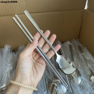 餐具【優質】可愛 筷子套裝410 不鏽鋼餐具三件套裝學生便攜餐具戶外筷子勺子餐具套裝一個人