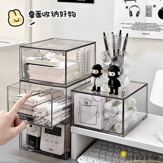 【臺灣免運】透明雜物收納箱 抽屜式桌面收納盒 辦公桌文具整理盒 宿舍玄關置物架ZW01