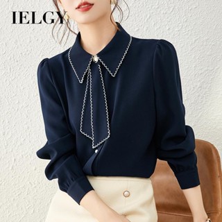 IELGY 新設計感小眾襯衫女長袖優雅百搭雪紡襯衫上衣