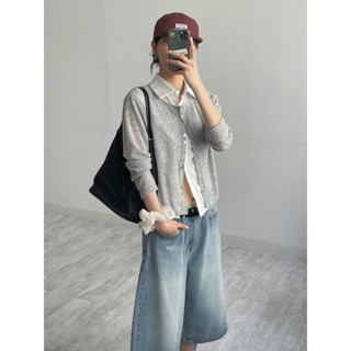 Codibook｜韓國 inchant me 透膚拼接圓領七分袖開襟外套［預購］針織外套 女裝