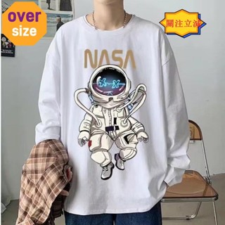 【臺灣出貨】M-8XL 美式大版印花T恤男 大尺碼長袖上衣 百搭圓領 寬鬆顯瘦長袖t恤 秋季