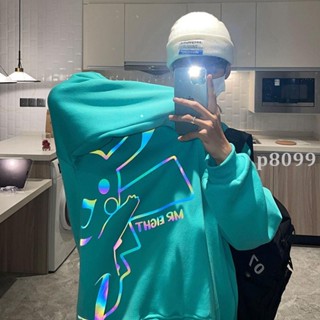 【DB】🌟男生衛衣 反光圓領衛衣男潮ins學生情侶春秋款皮卡丘帥氣衣服oversize外套 休閒上衣男 長袖男生上衣