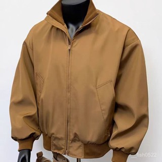 【新品特賣】日係復古夾剋【流行純色元素】美式複古飛行員夾剋男春季立領高階感休閒寬鬆薄款防風上衣外套 5KIG