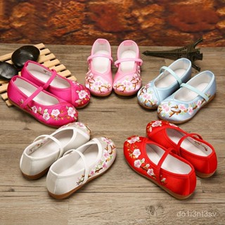 高品質✔兒童繡花鞋古風女童漢服鞋子小女孩老北京布鞋古裝學生民族風 EV1W