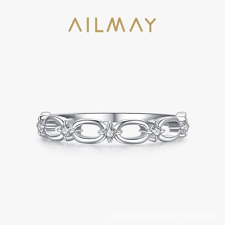 AILMAY✨正品授權✨香港直發s925純銀鏈條鏤空戒指女歐美跨境個性微鑲鑽閉口食指指環一件代髮