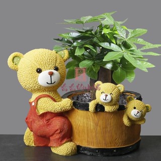 3.11 多肉花盆 陶瓷 花架 盆器 園藝發財樹綠蘿樹脂花盆多肉拼盆卡通動物可愛創意陽臺老樁盆器大口徑