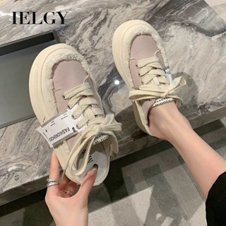 IELGY 包頭半拖帆布鞋女2025夏季新款懶人厚底增高板鞋