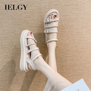 IELGY 平底厚底涼鞋女夏季學生百搭平底增高羅馬鞋