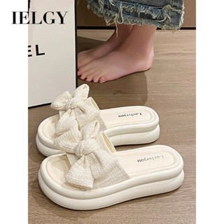 IELGY 平底厚底女拖鞋夏季新款蝴蝶結舒適百搭涼鞋外穿