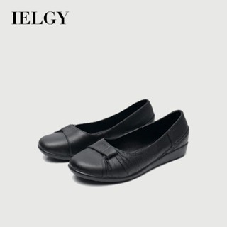 IELGY 雨鞋女式時尚平底防滑防水黑色休閒高跟鞋