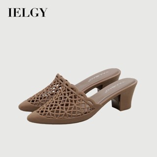 IELGY 夏季女式涼鞋腳趾新款時尚高跟鞋尖頭厚透氣果凍拖鞋