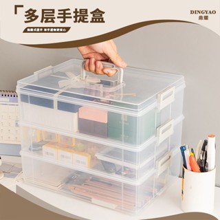 多層收納箱 工具箱 桌面ins風學生透明發飾首飾多層收納盒積木蛋糕藥品化妝樂高疊加收納箱 塑料箱