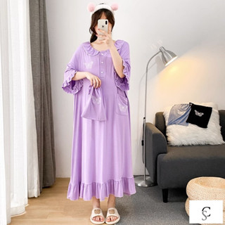 【XL-8XL大尺碼】👩孕婦裝 哺乳衣 孕婦睡裙 長版上衣【店鋪熱銷】大碼胖mm2-300斤公主風加長大碼睡裙夏季花邊