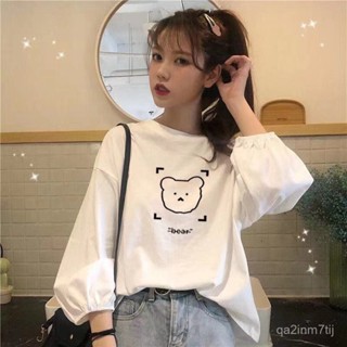 🔥臺灣熱賣爆款🔥長袖T恤女秋季新款學生韓版寬鬆ins學院風燈籠泡泡袖學生上衣女潮