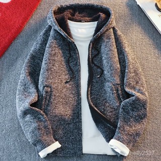 ✨熱銷✨下殺✨【店鋪熱銷】男士秋冬季加絨加厚毛衣拉鏈韓版潮流針織開衫夾克保暖外套針織衫