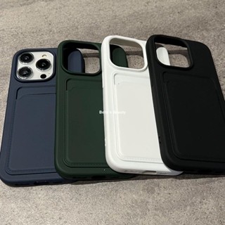 插卡手機殼 防摔殼 簡約大方蘋果14手機殼iPhone11/12/13高階感純色14plus插卡保護套